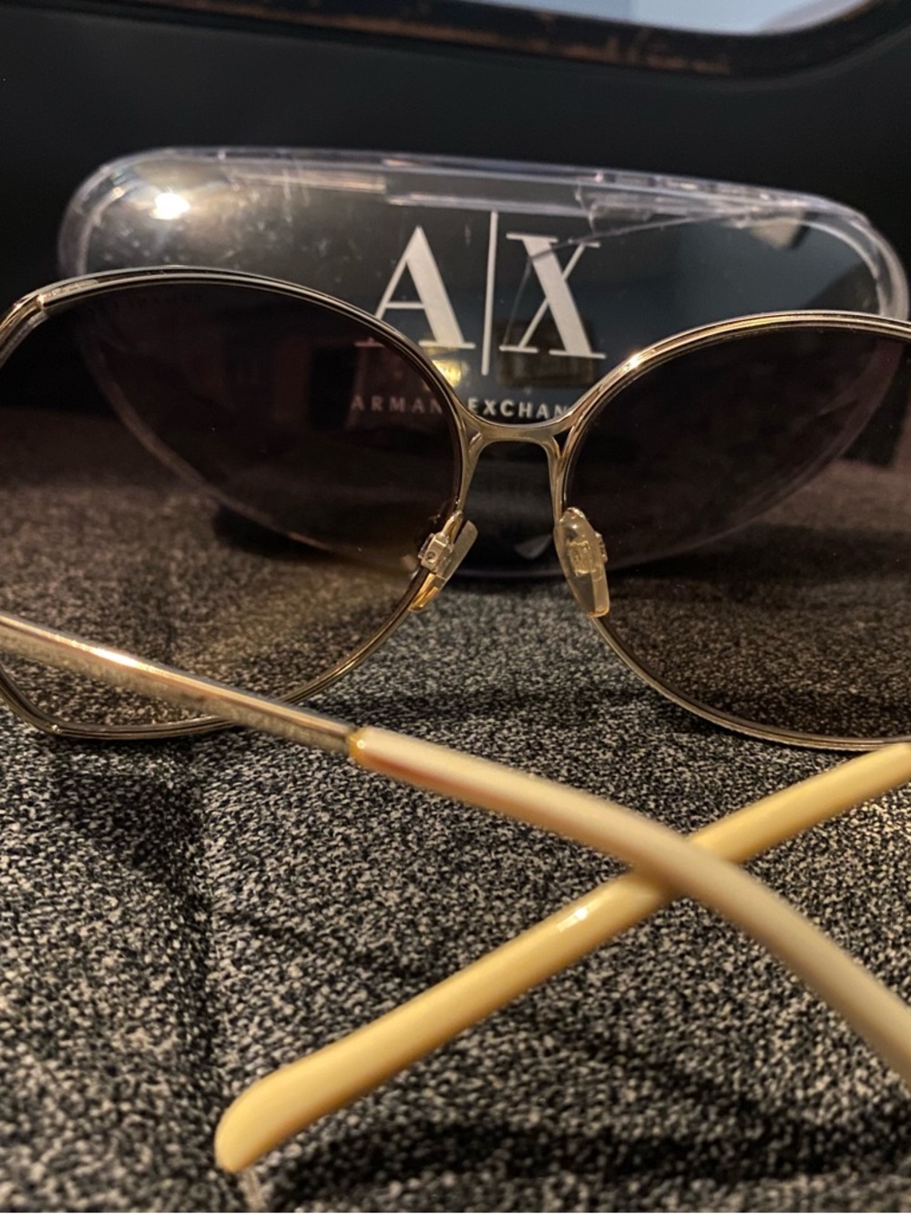 Armani Exchange Gold Frame Sunglasses with Brown Lenses